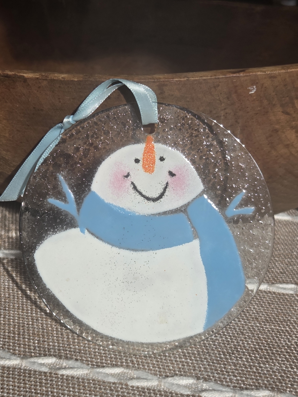 FOLIO Hand Painted Glass Snowman Sun Catcher